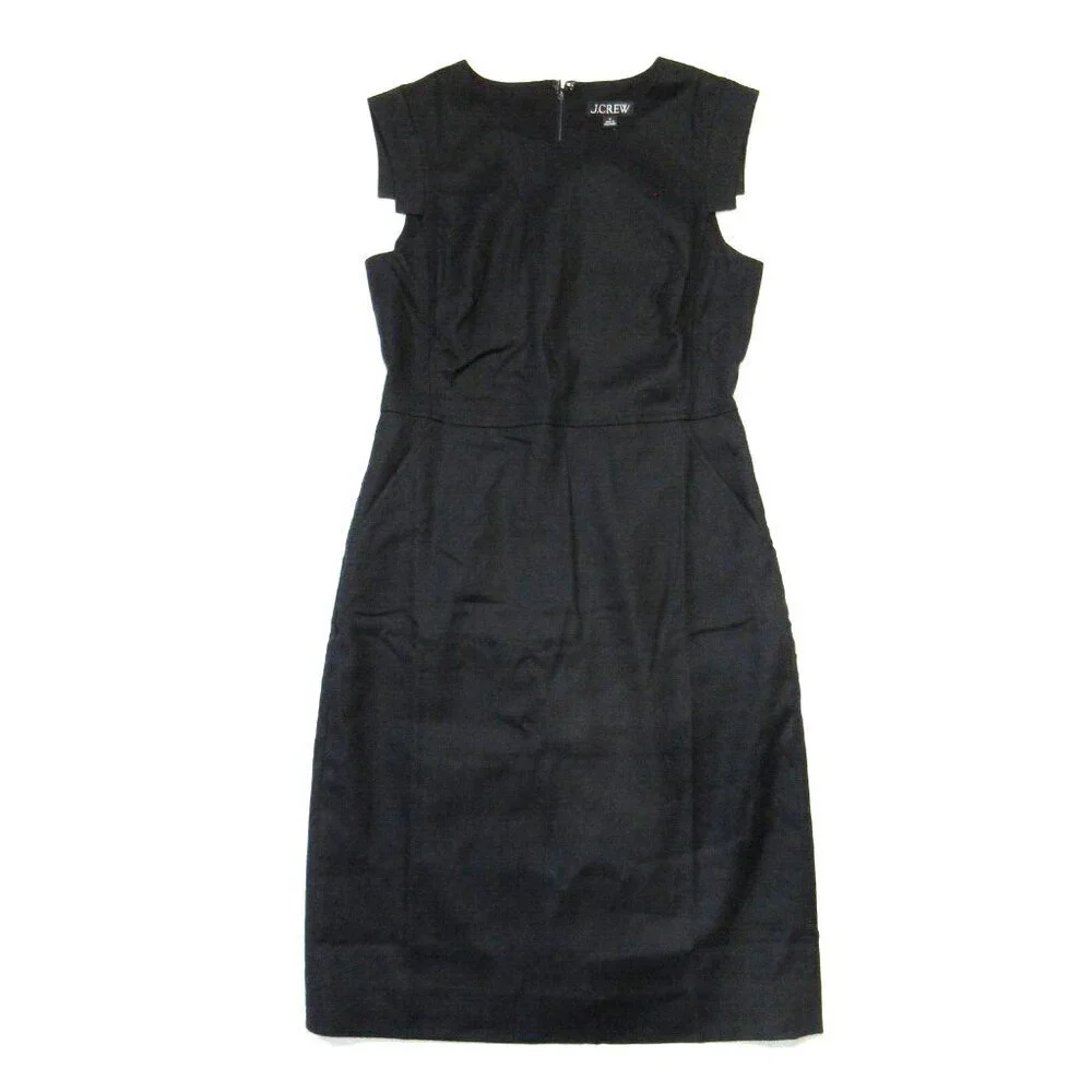 NWT J.Crew Tall Resume Sheath in Black Stretch Linen Dress 6T $198